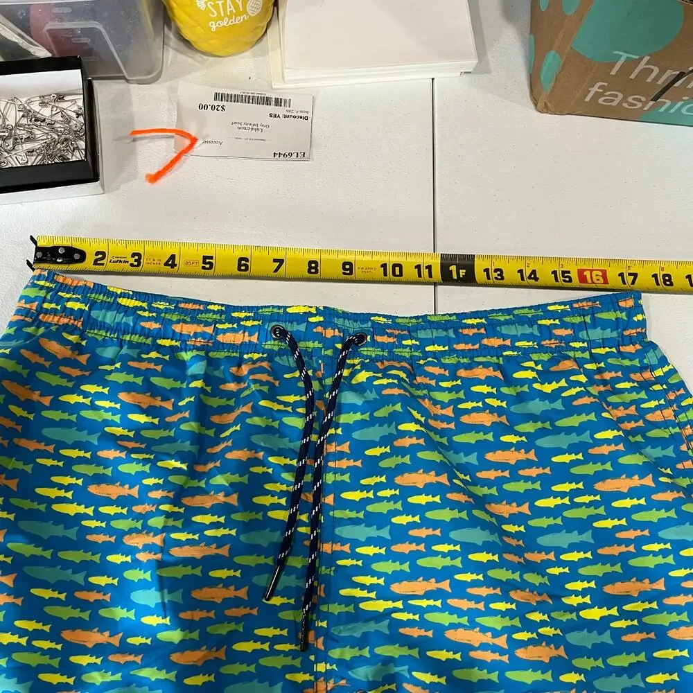 Castaway Nantucket Tog Fish Print Swim Trunks Lined Mens Size Large Preppy